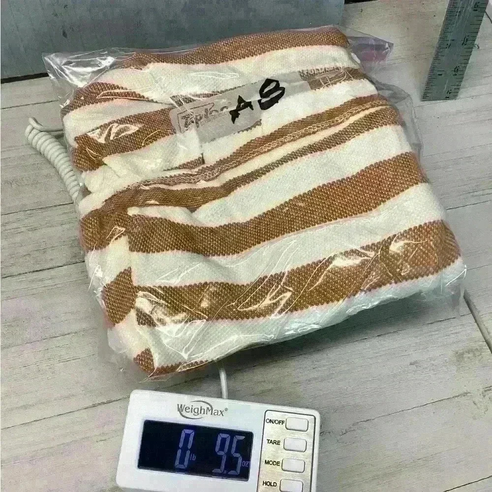 XL CES FEMME Women Fall Stripe Top Long Sleeve Orange White A8 - Picture 7 of 7